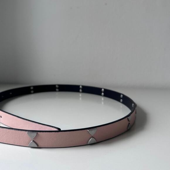 NWT ALLSAINTS light pink leather belt with triangle stud accents size S - Picture 5 of 10